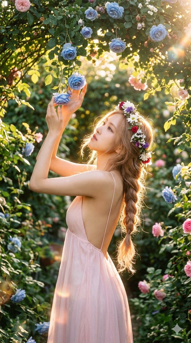 早上好！☀️ 她早早醒来，去查看她花园里的花朵 💐 Nano Banana 2 🍌 🌹🌺☀️ Sydney Sweeney、Ana de Armas 和 Rosé（朴彩英） Prompt 👇...