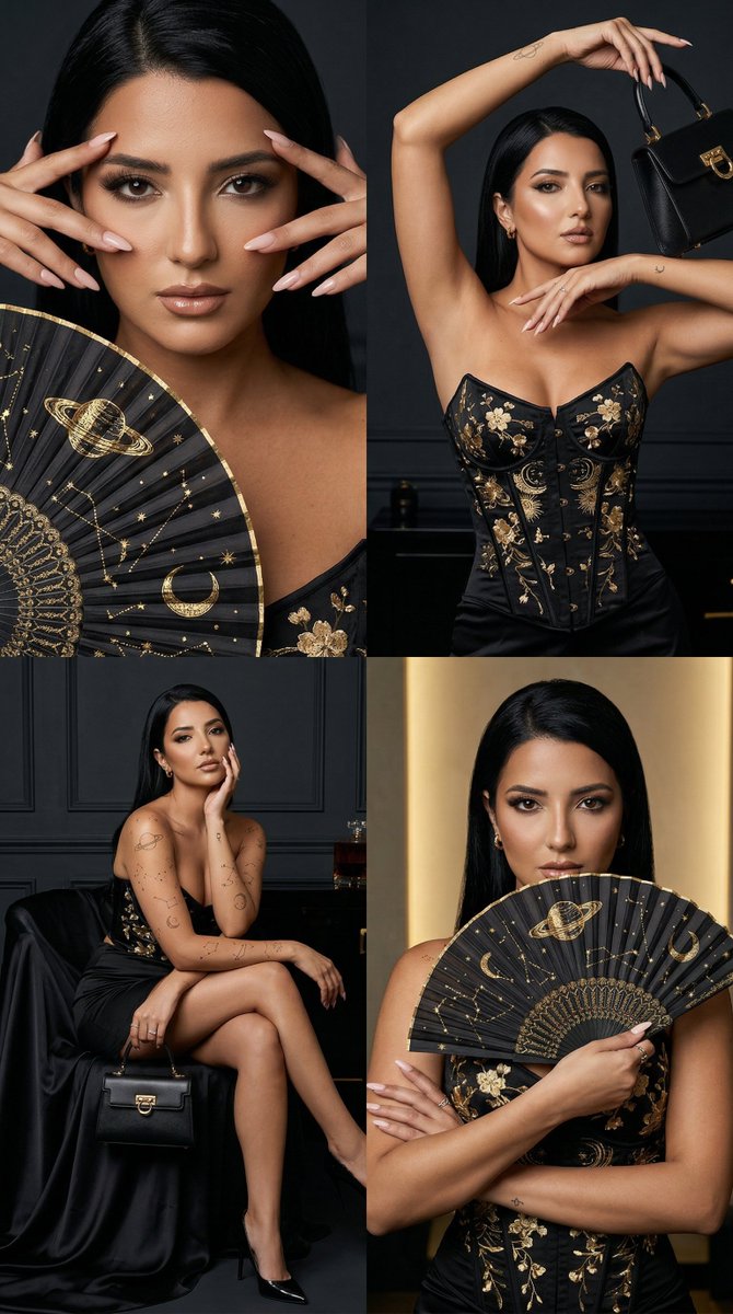 女性, young adult, same exact woman in all 4 panels, sharp symmetrical fac...