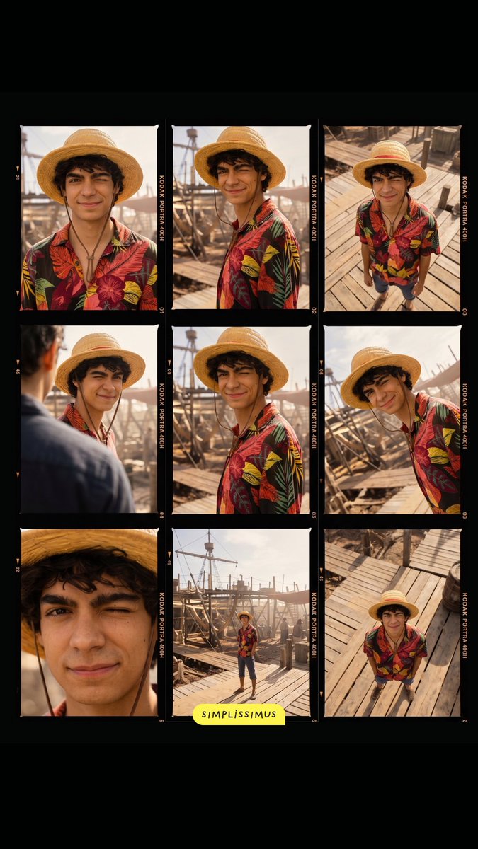 “创建一个高端电影感 3x3 接触印样（contact sheet）图像，设计成像高端时尚摄影的样片册。画面构图为一个 3×3 网格的电影接触印样，带有黑色边框和帧编号，印在带有细腻胶片颗粒和...