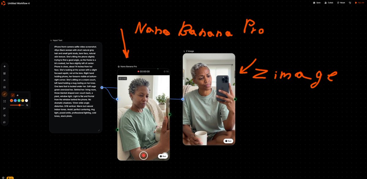 Nano Banana Pro 与 Z Image 我发现如果不需要参考图像，Z image 不仅效果惊艳，而且几乎免费 在 https://t.co/ZNqVKN0Nwj 上分别是 Z im...