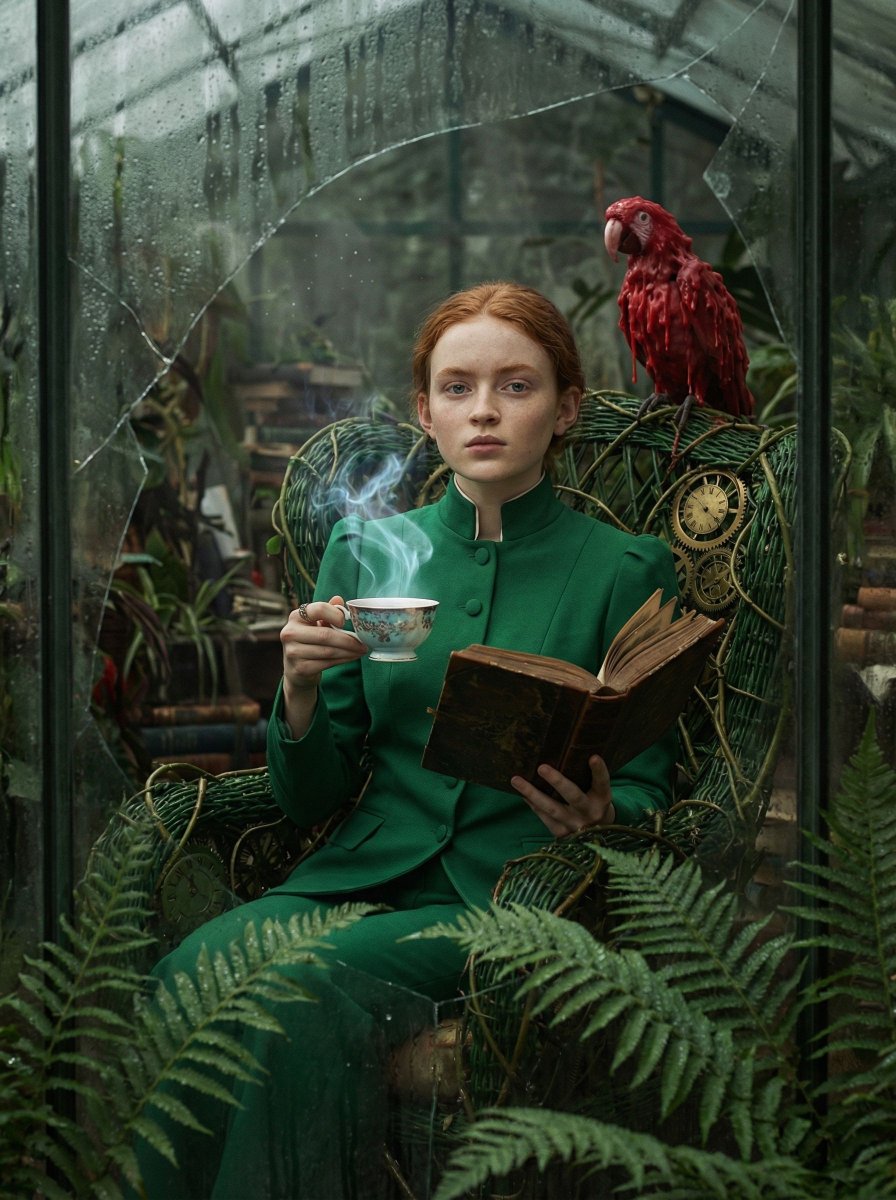 女性, The Timeless Contemplator, Ageless, androgynous archetype, Relaxed facial muscles, piercing...