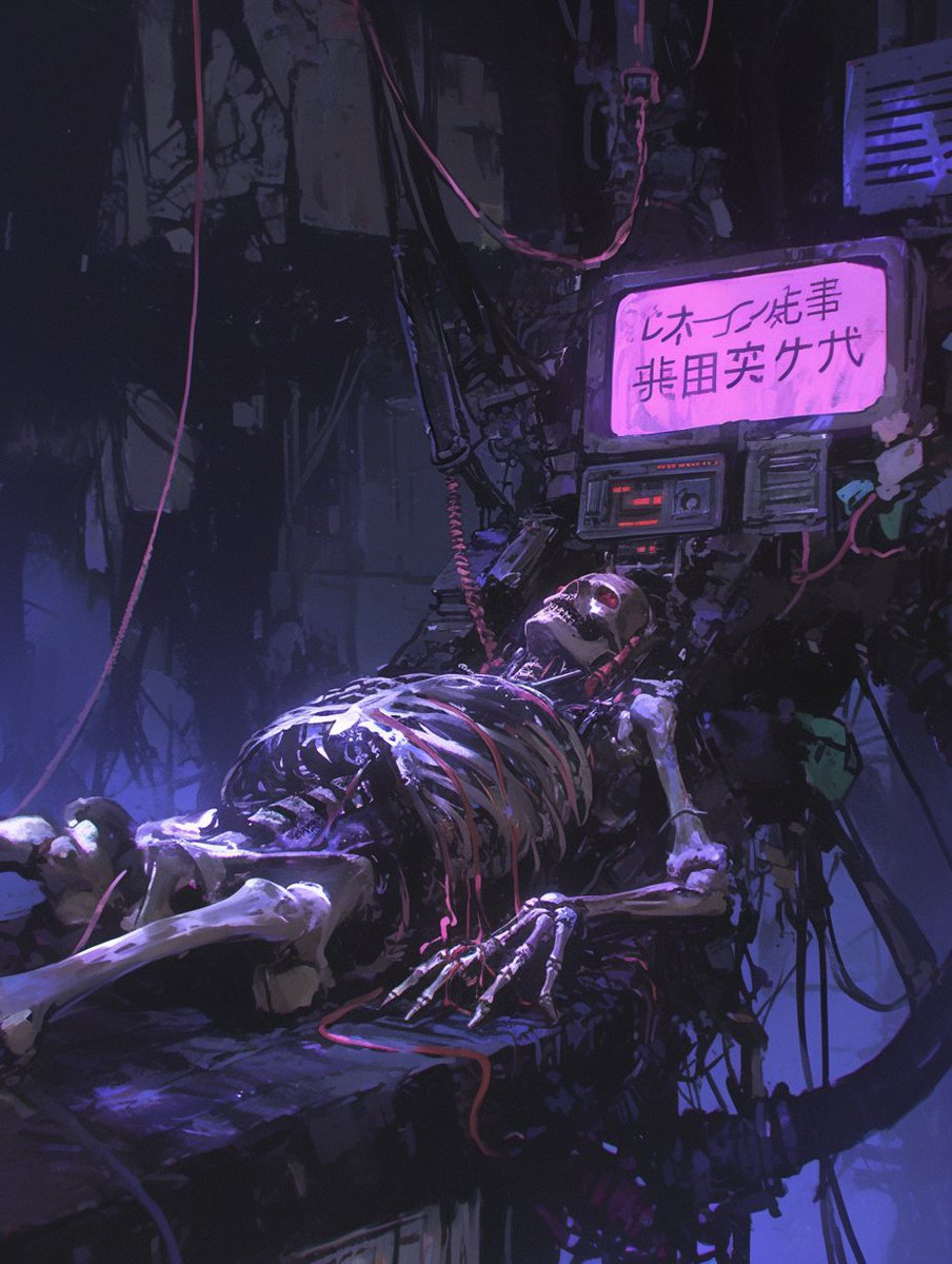 宣传海报设计, 精细风格插画细线艺术, 硬阴影, 专业工作室插画, 细线艺术, 精细插画 最佳质量, 惊艳色彩, 人形赛博格白色骷髅, 精细面部, 张开的嘴, 中景, 精细骷髅骨骼, 可见的肋...