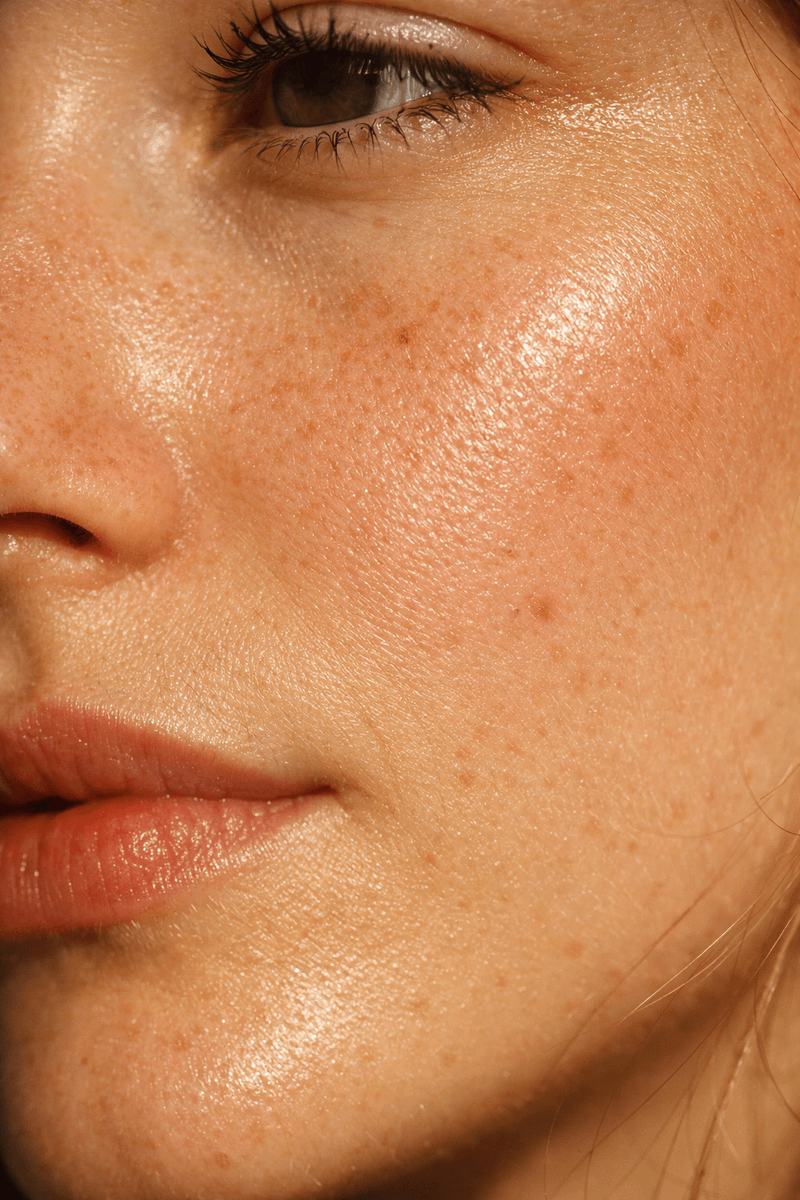 hyper_realistic_image_generation, 3.1, 生成一张临床级精准的极近距微距特写,真实女性面部,白色发光、阳光亲吻过的肌肤——与单反微距照片无异。零修图。零美化...