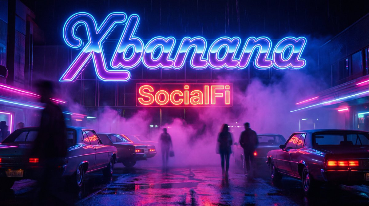 "80年代合成波（synthwave）风格的赛博朋克霓虹街道夜景，正在下雨。一块巨大的、灯光明亮的霓虹招牌，以完美的字体清晰地拼写出单词"Xscore"。在它下方，一块较小的发光招牌写着"So...