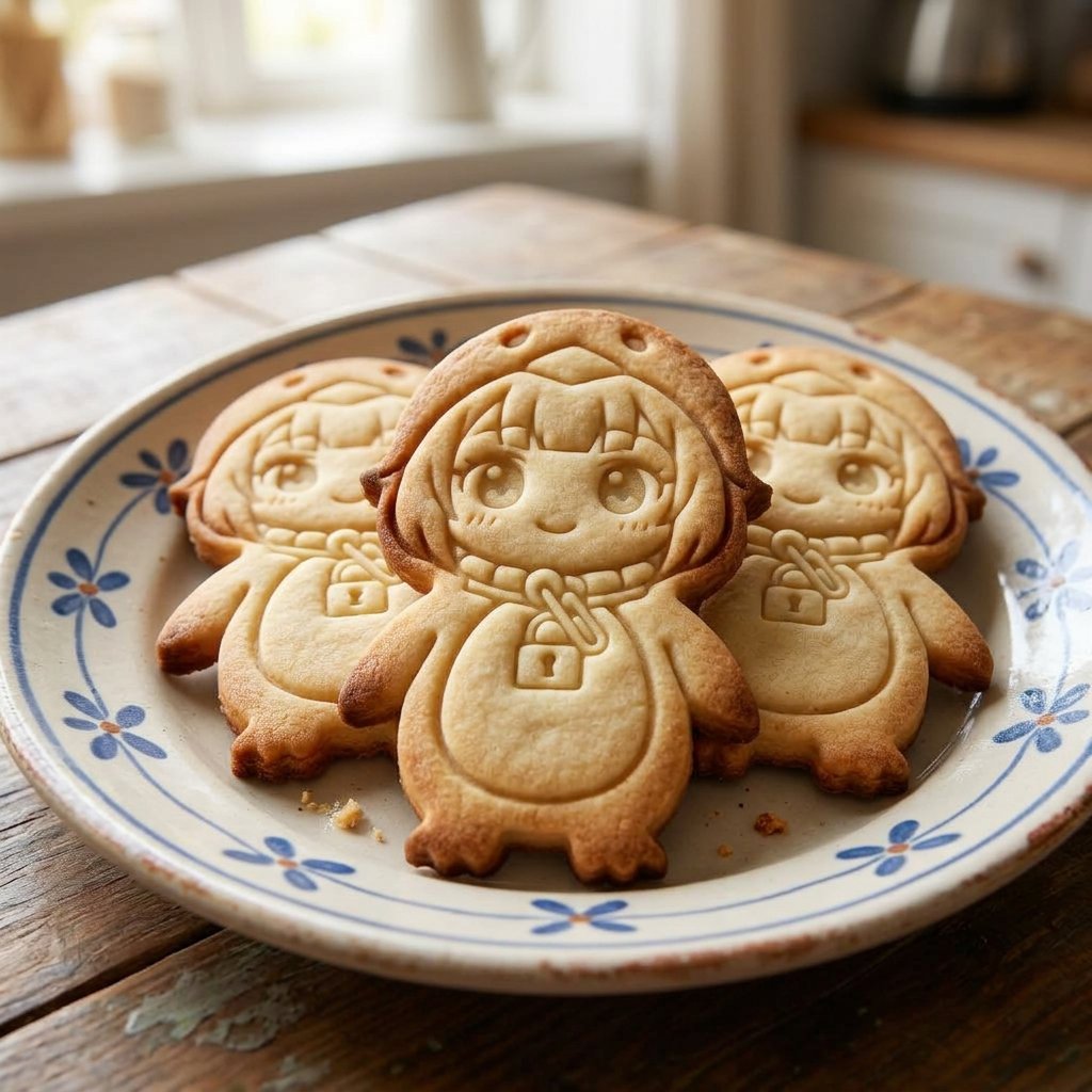 想象一下这张图片被做成了一个简单的饼干模具。不要展示饼干模具本身，而是展示它会做出来的自制饼干的照片，这些饼干放在一个盘子上。 #HitPaw #Gugugaga️️️️️️️️️️️️️️️...