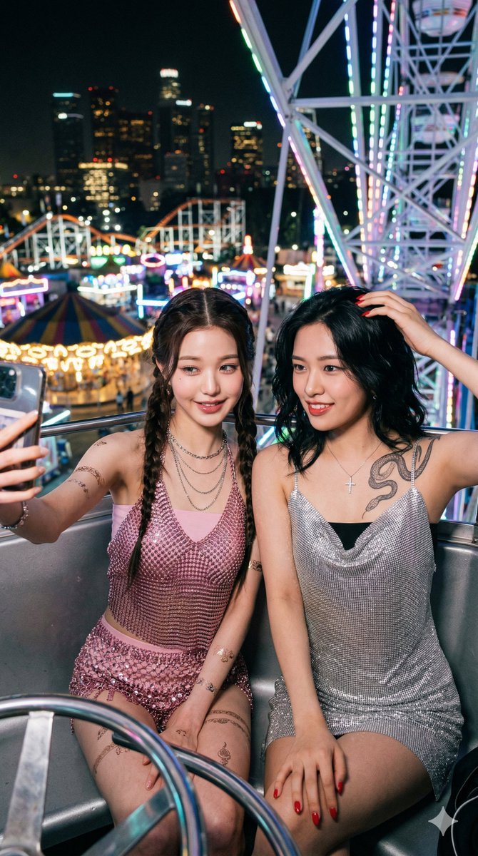 你觉得她们晚上都在聊些什么呢？ Wonyoung 和 Yujin，IVE Karina 和 Winter，aespa Kazuha 和 Sakura，Le Sserafim Nano Bana...