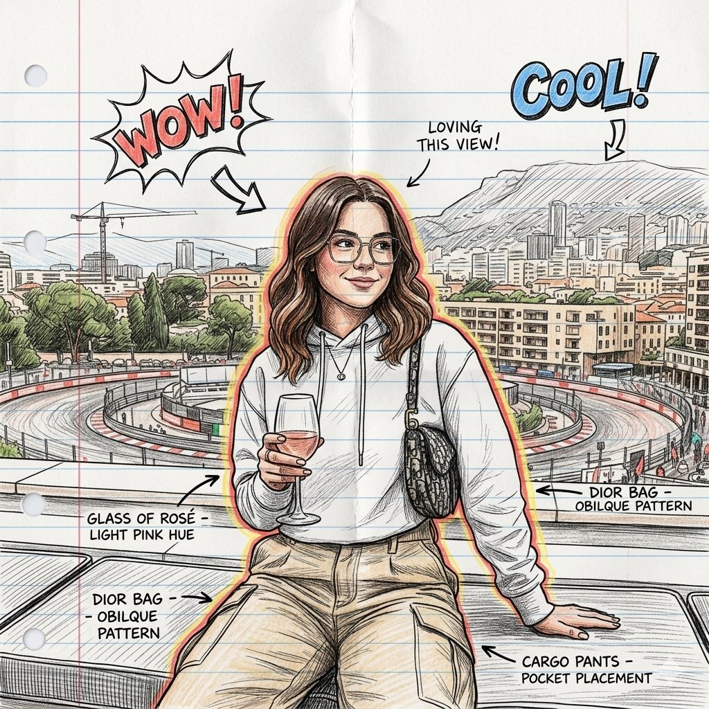 以上传的图片作为主要参考点。保持人物相同的姿势、面部特征、比例和构图。将图片转化为线条笔记本纸上的手绘插画。角色应看起来像是用彩色铅笔和墨水绘制...