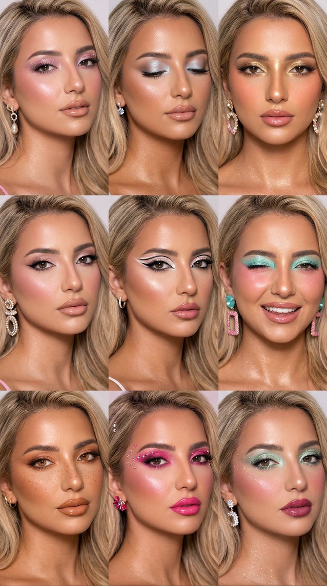 flash beauty editorial lighting, soft frontal beauty light with subtle glam highlights, clean gl...