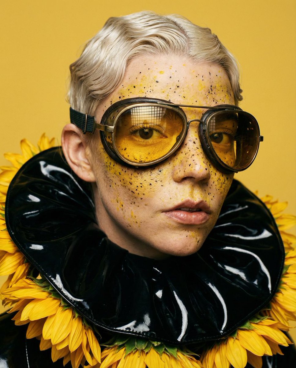 女性, The Protagonist, Ageless, Avant-Garde Model, Neutral expression, lips slightly parted, heavy...