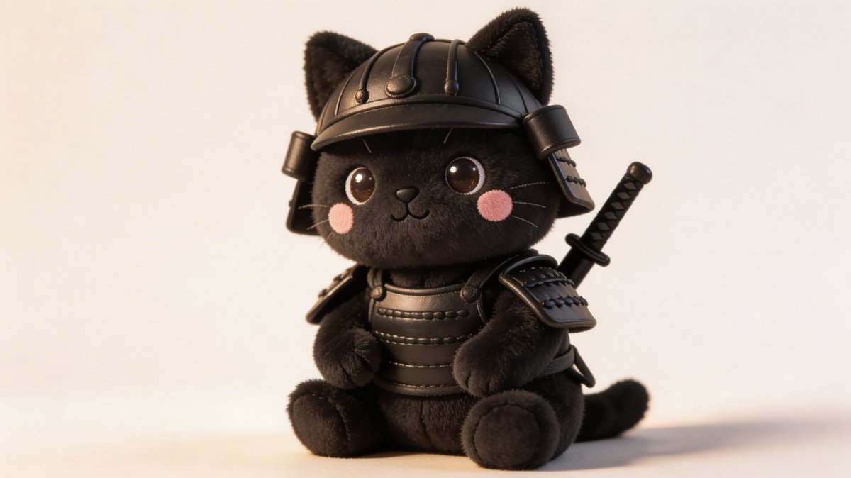 Toshi 的提示词分享： 可爱的武士猫咪毛绒玩具！🐱⚔️🧸 替换 2 种颜色的占位符， 在你选择的 AI 工具中进行调整。我使用的是 @AdobeFirefly 中的 Nano Banana...