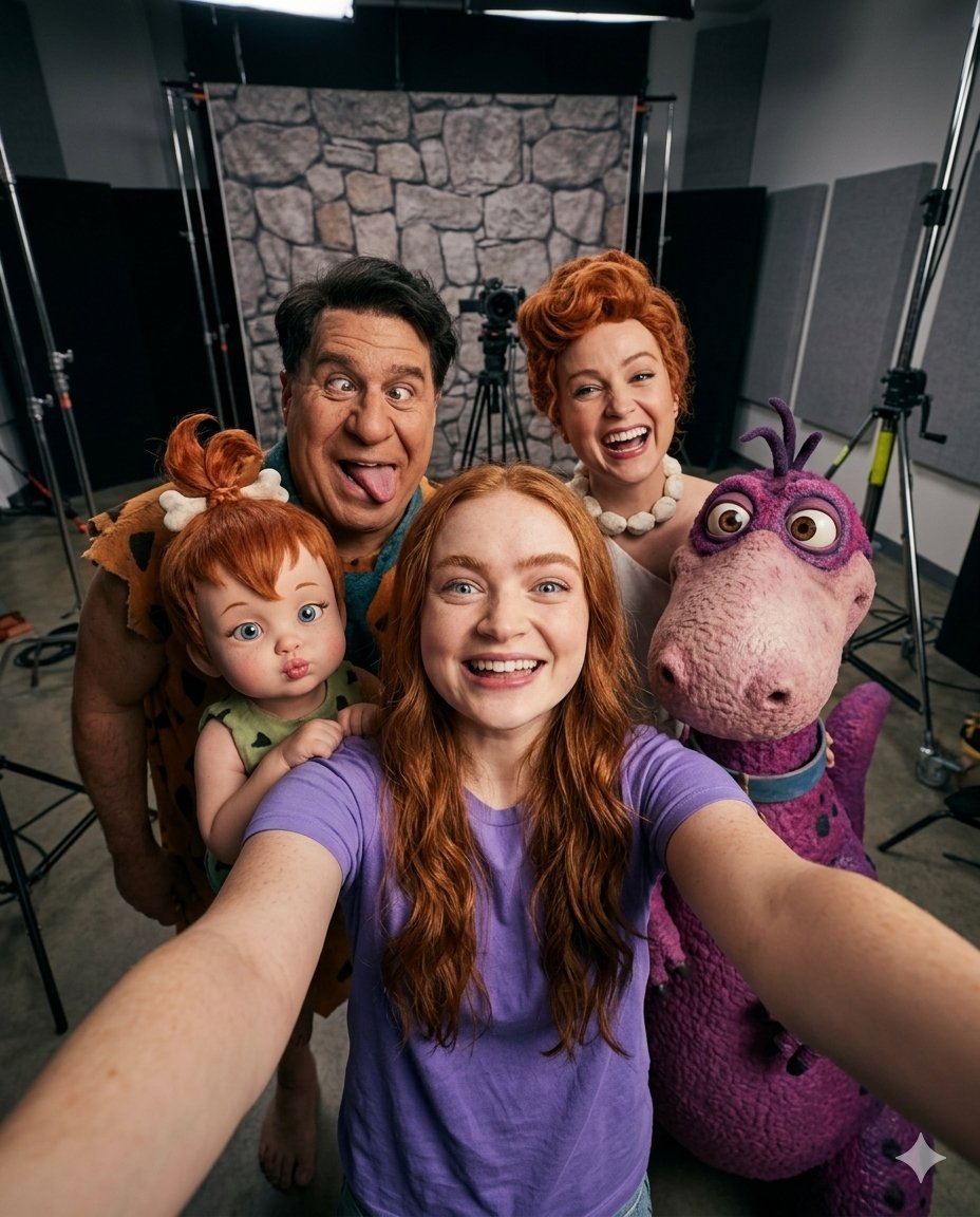 fun, chaotic, playful, ultra wide 13mm, high angle selfie perspective, minimal fisheye distortio...