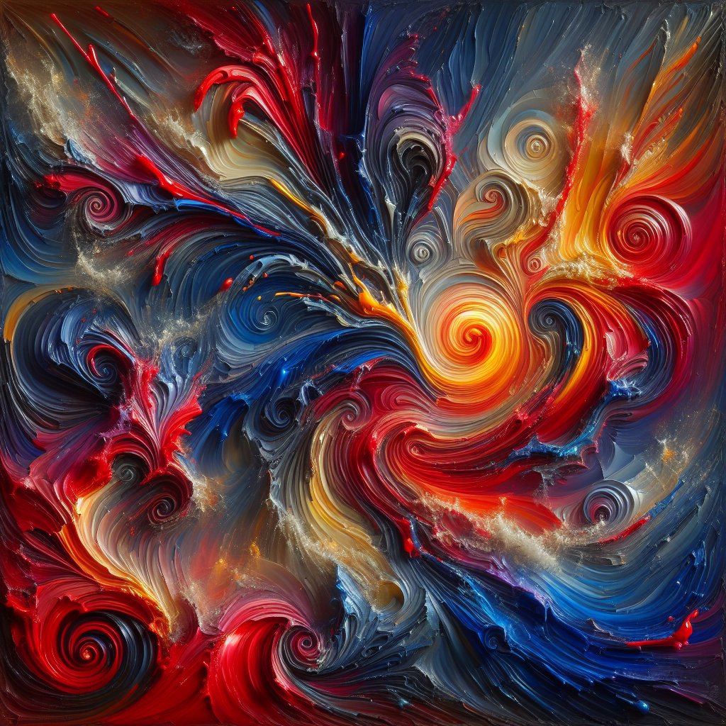 创作一幅视觉冲击力强的抽象艺术作品，融合杰克逊·波洛克滴画技法的爆发性能量与瓦西里·康定斯基的联觉交响乐，w……更多信息见替代文字 #aiart https://t.co/lcWhU8T6Oq