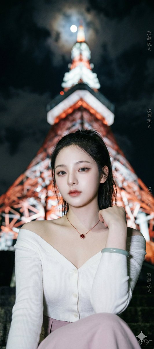[角色与姿势 👩‍🦰🌃]：超特写人像照片，由 playforge 拍摄，CCD + 强闪光灯，一位19岁顶级美貌冷酷的K-pop年轻女性，高马尾发型，极度白皙冷白皮，尖锐高挺的鼻梁，精致的五官...