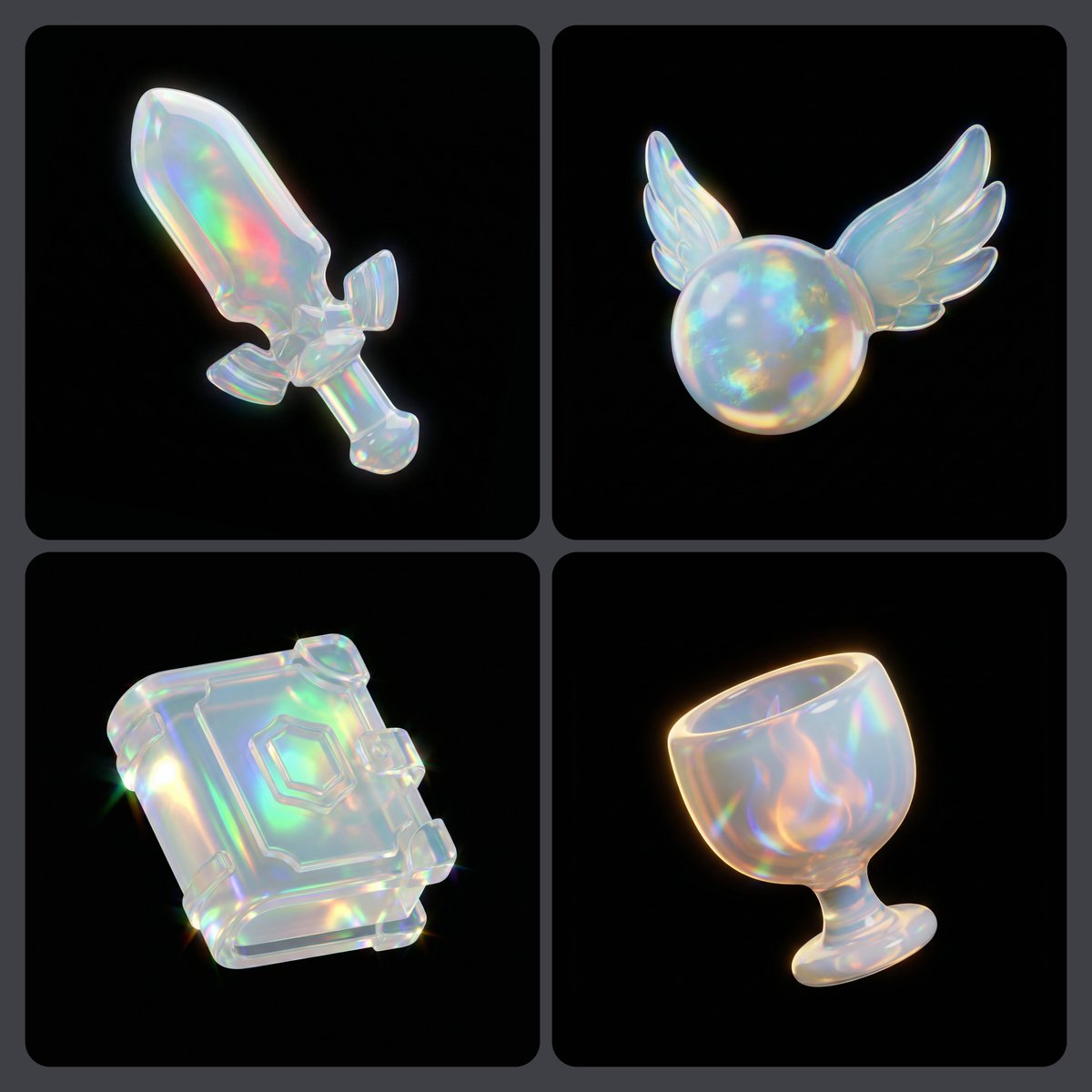 漂浮的 [OBJECT]，Q版（chibi）风格3D图标，简化且可爱的比例，清晰可辨的物体造型，干净的产品轮廓，柔和圆润的几何造型，紧凑形态，略微夸张的比例，图标化设计，整体由精炼的半透明蛋白...