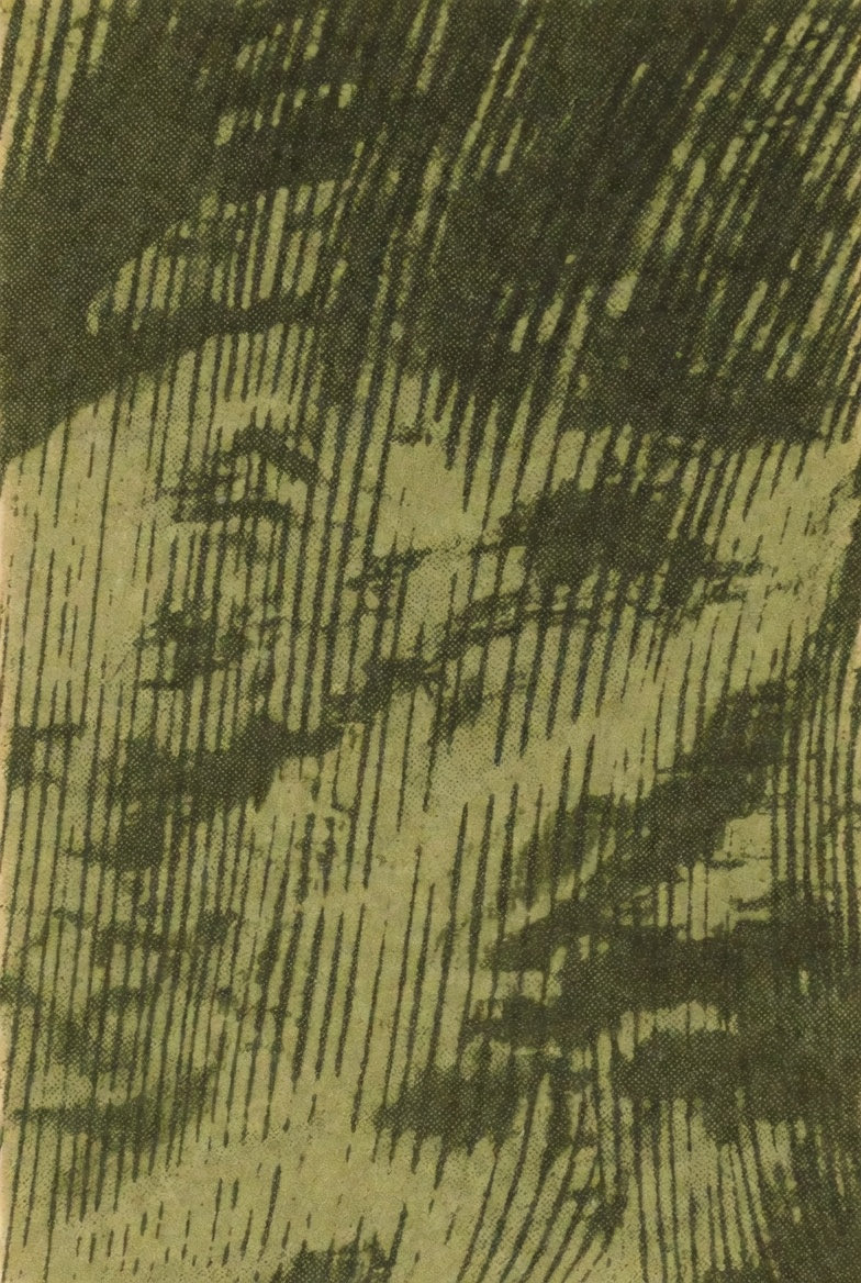 单色橄榄绿背景，复古半调线纹图案，粗细不一的平行线条，1970年代平面设计风格，微妙墨水晕染效果，极简主义复古质感，高品质 #ai #背景 #提示 https://t.co/JUbEElIvQ...