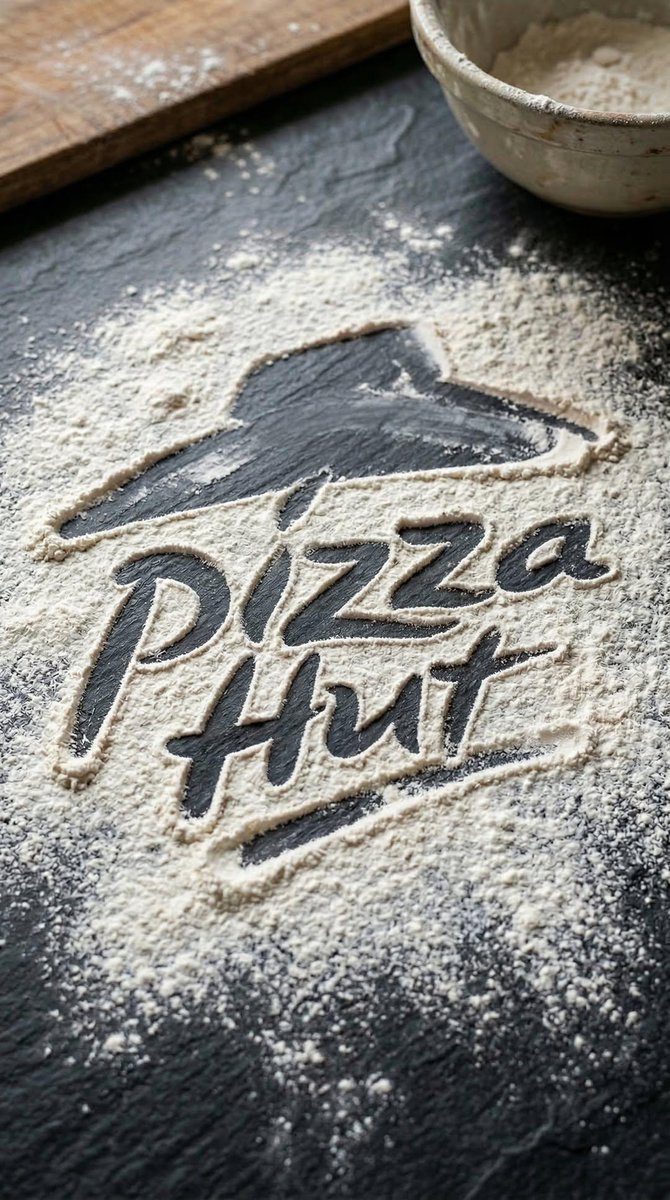 Logo Flour Dust Kitchen Surface, Hyper-real macro photography with natural human interaction rea...
