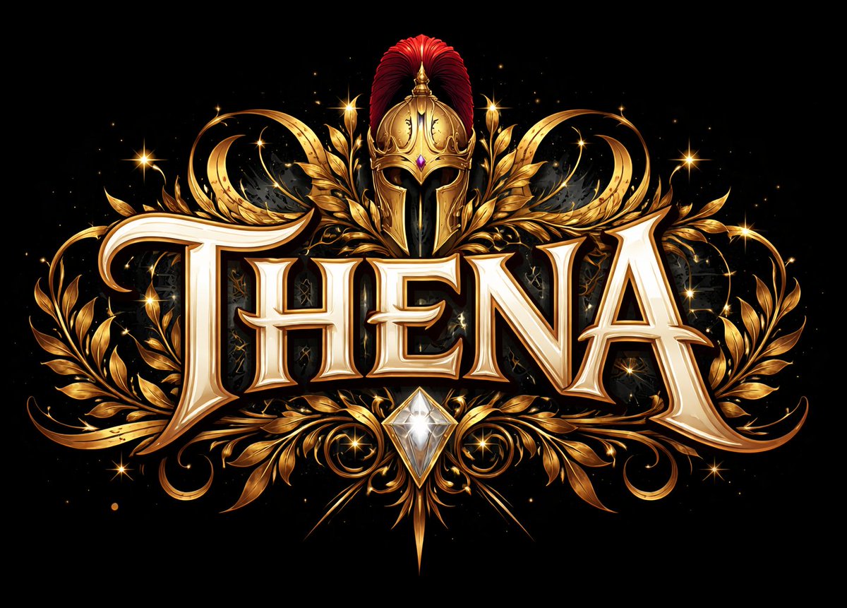 基于单词“THENA”创建装饰性字体，能够唤起该单词的$THE意象和联想。"