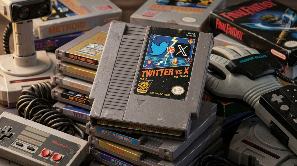 Toshi 的提示分享： 经典 NES 卡带！🎮🖤✨ 创作经典 NES 游戏卡带的超写实产品摄影作品！ 将占位符替换为你自己的想法，并在你选择的 AI 工具中进行微调。我使用的是 @Adobe...