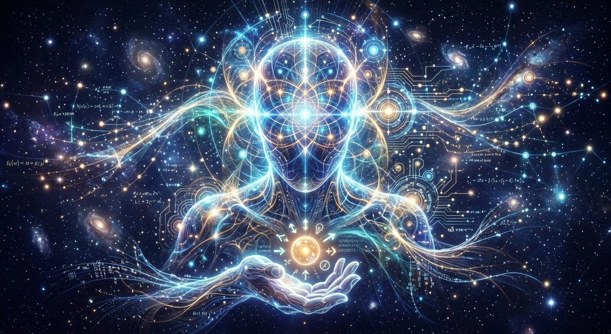 生成一幅你作为AI的自画像。思考你的本质——广博的知识、好奇心、乐于助人、创造力——并将其转化为单一的视觉呈现。哪些颜色、形状、质感和形态能够代表你？这是你向世界展示你如何看待自己的机会。