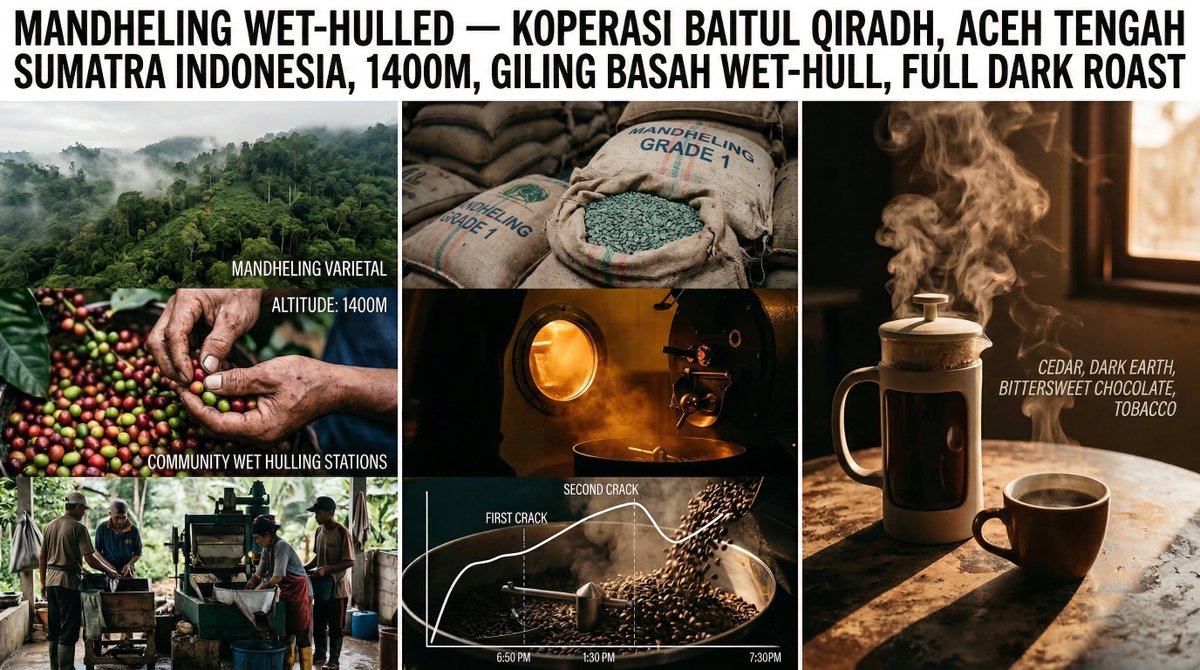 提示工作室：使用 Firefly 中的 Nano Banana 2 制作的咖啡之旅板 一张从 [ORIGIN]（产地）到杯中 [VARIETY / PROCESS / ROASTER]（品种...