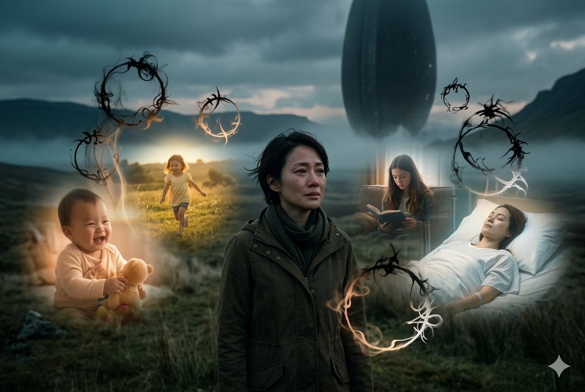 我用一张图就完美地概括了科幻电影《降临》的故事🥳 《降临》的原著小说《你一生的故事》也很棒👍 ～～～ 🍌Nano Banana Pro Prompt A profound philosophi...