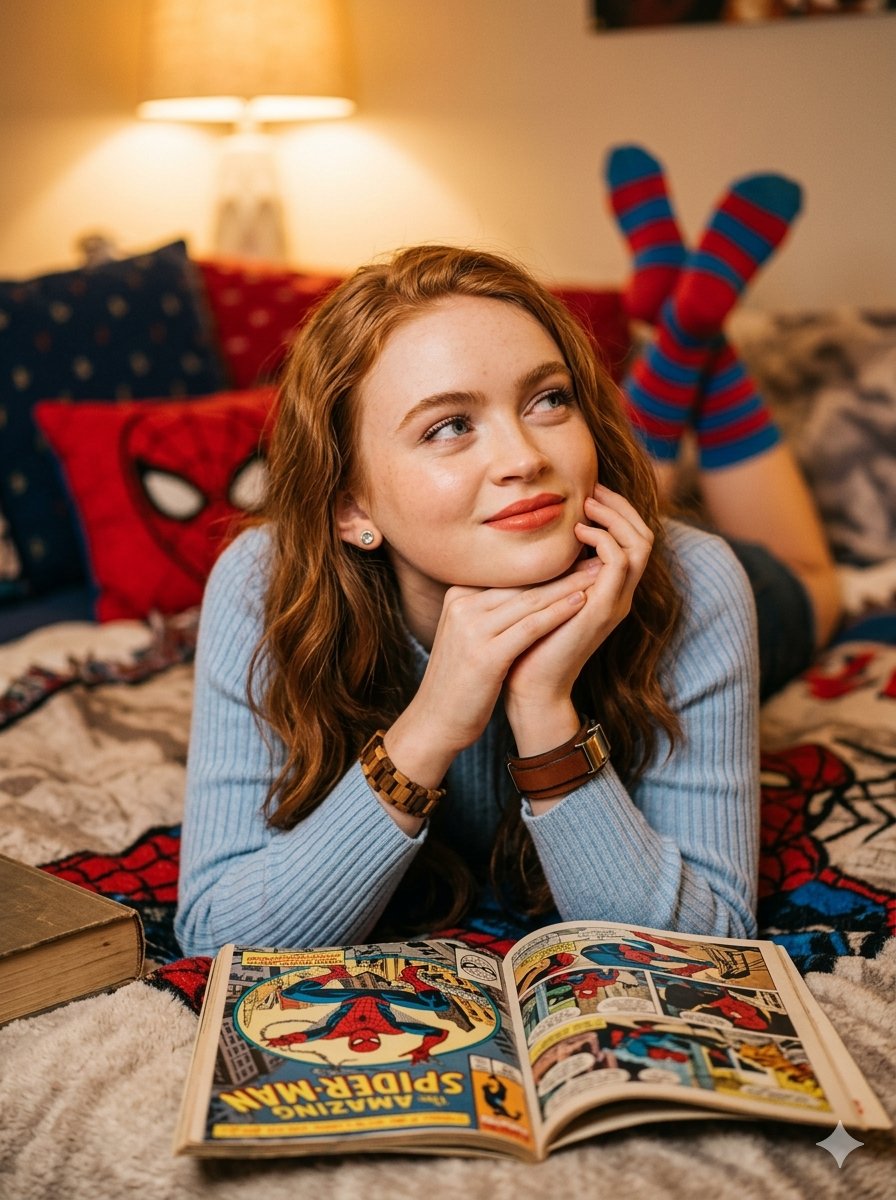 读一些超级英雄故事能帮助你拥有美妙的夜晚梦想。 Nano Banana 🍌 🦸‍♀️ Sydney Sweeney 🕸️ Sadie Sink 🦇 Sabrina Carpenter 提示词...