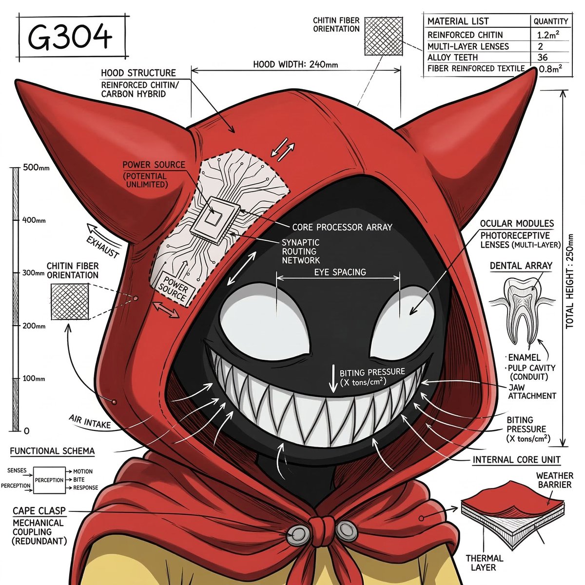 创建一个信息图图像，主体为[character from reference]，将对象的真实照片或照片级真实感渲染图与直接叠加在顶部的技术注释层相结合。 在纯白色影棚背景上，使用黑色墨水风格的...