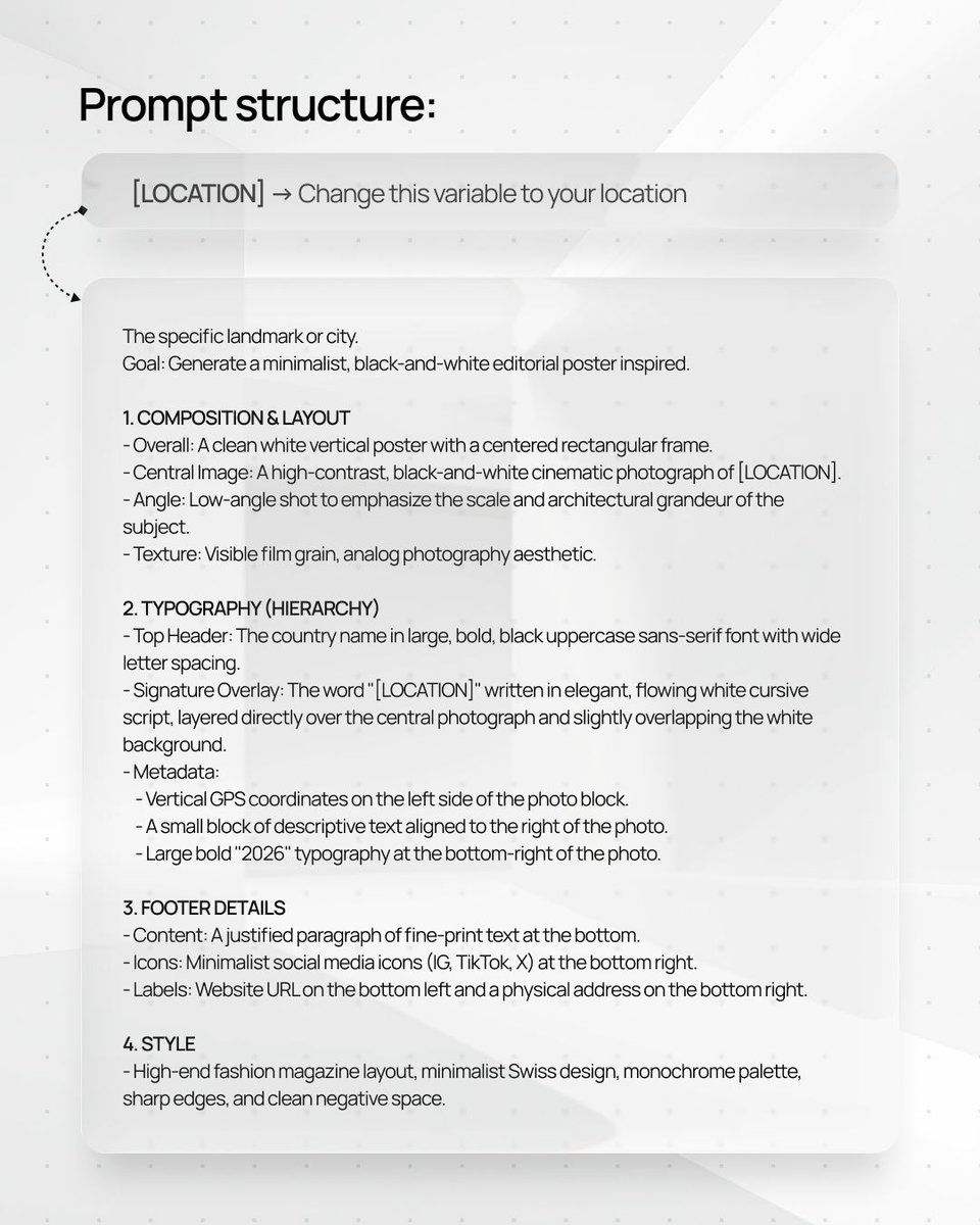 （在此访问 Nano Banana 2：https://t.co/EY9xacrmOP） [LOCATION]。具体的地标或城市。 目标：生成一...