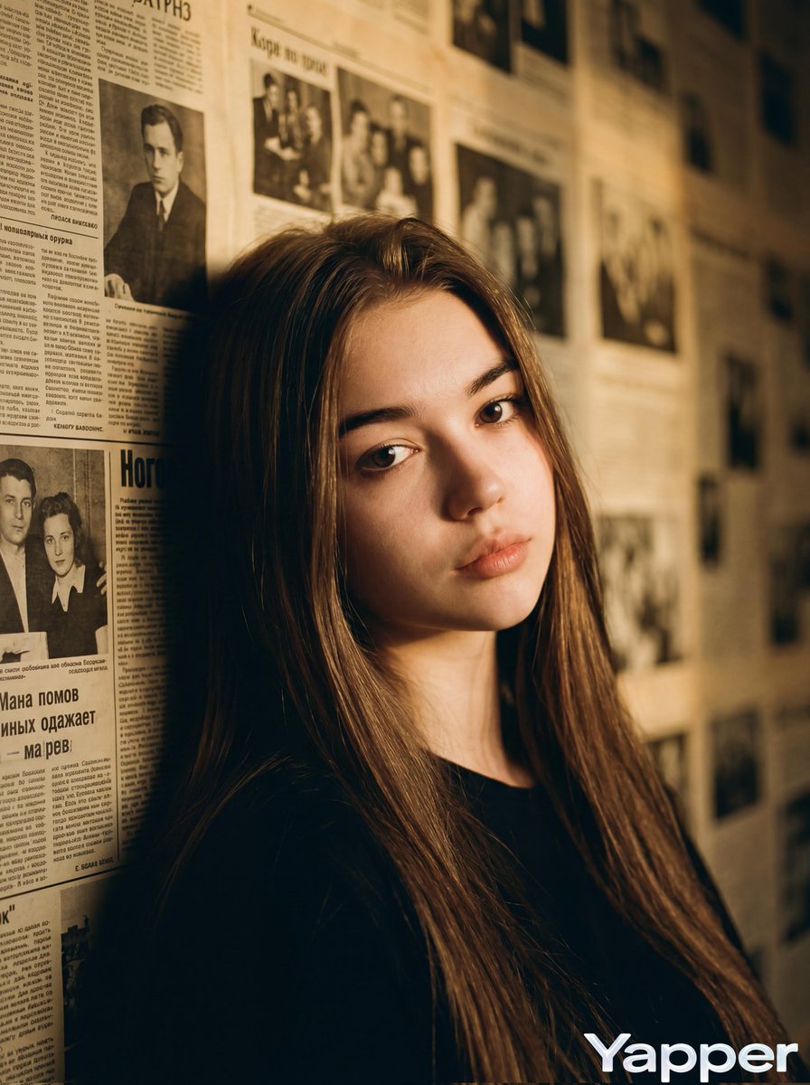 moody portrait of a young woman leaning against a wall, standing and sli...