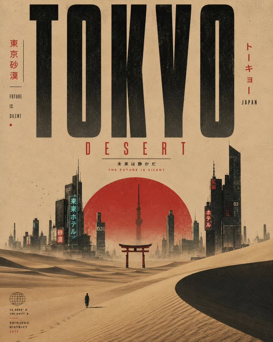 为 [LOCATION NAME]（地名）创作一张电影感极简风格的旅行海报。 自动检测并根据目的地的地理、文化、气候、建筑和情感氛围 调整设计语言。 设计系统应自动生成： - 合适的视觉风格（...
