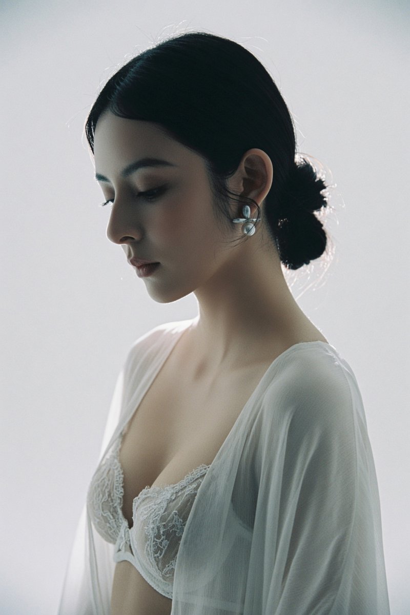 GPT Image 2 on ChatGPT Prompt ⬇️⬇️⬇️ 一位年轻成年东亚女性，上半身近景肖像，画面从胸部以上至头顶。人物位于画面中央略偏右，身体微微侧向左侧约20度，头部轻轻...