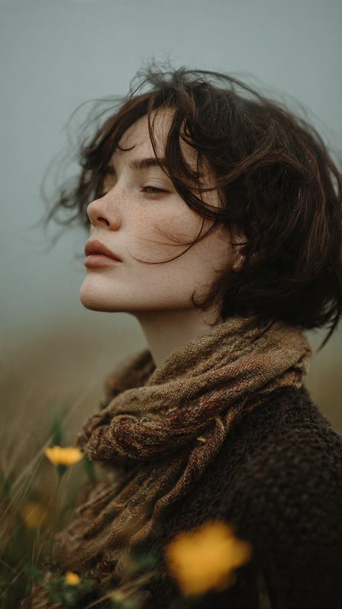 GPT image 2 on Chatgpt Prompt 1 – Windy Meadow Portrait 超写实电影感艺术人像，年轻女性，...