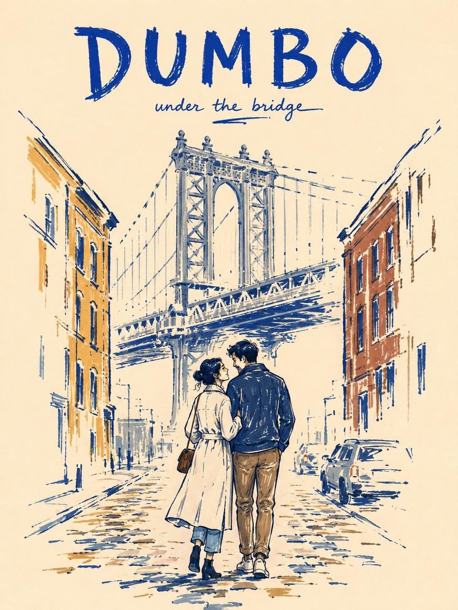 创作一幅竖版 3:4 比例的极简马克笔旅行海报，主题为纽约市（NEW YORK CITY），底色为温暖的象牙白纸。 风格： 采用粗犷、不完美的编辑风马克笔插画风格，带有现代民间艺术气息。使用粗...
