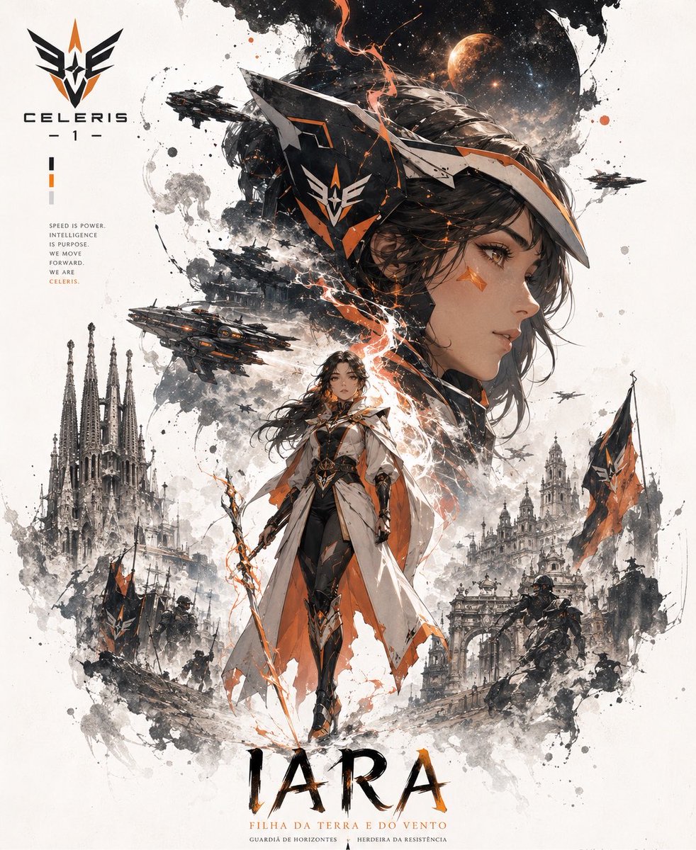 基于所提供的 Logo，创作一张"宣传海报"，主角为动漫风格的女性角色，需保持该 Logo 的身份特征与视觉调性，采用竖向构图（4:5 比例）。尊重所提及国家的主要民族特征与肤色。 整张画面须...