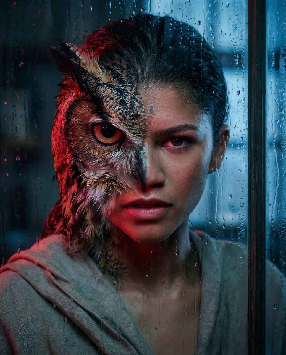女性, The Protagonist, Universal Adult, Neutral canvas merging with avian textures, hyper-realisti...