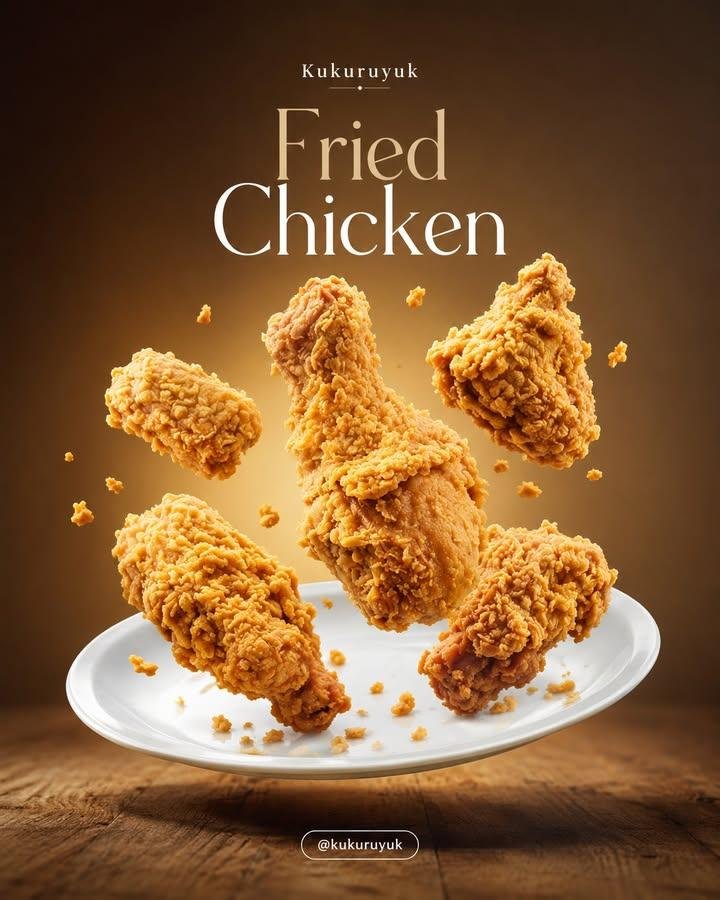 以上传的图片作为主要参考，保留确切的食品或饮料及其原始外观、质感、颜色、食材与摆盘风格。创建一个高级的4:5垂直悬浮食物广告画面，让产品优雅地漂浮在一个精致的盘子或表面之上，并配以少量细微的悬...