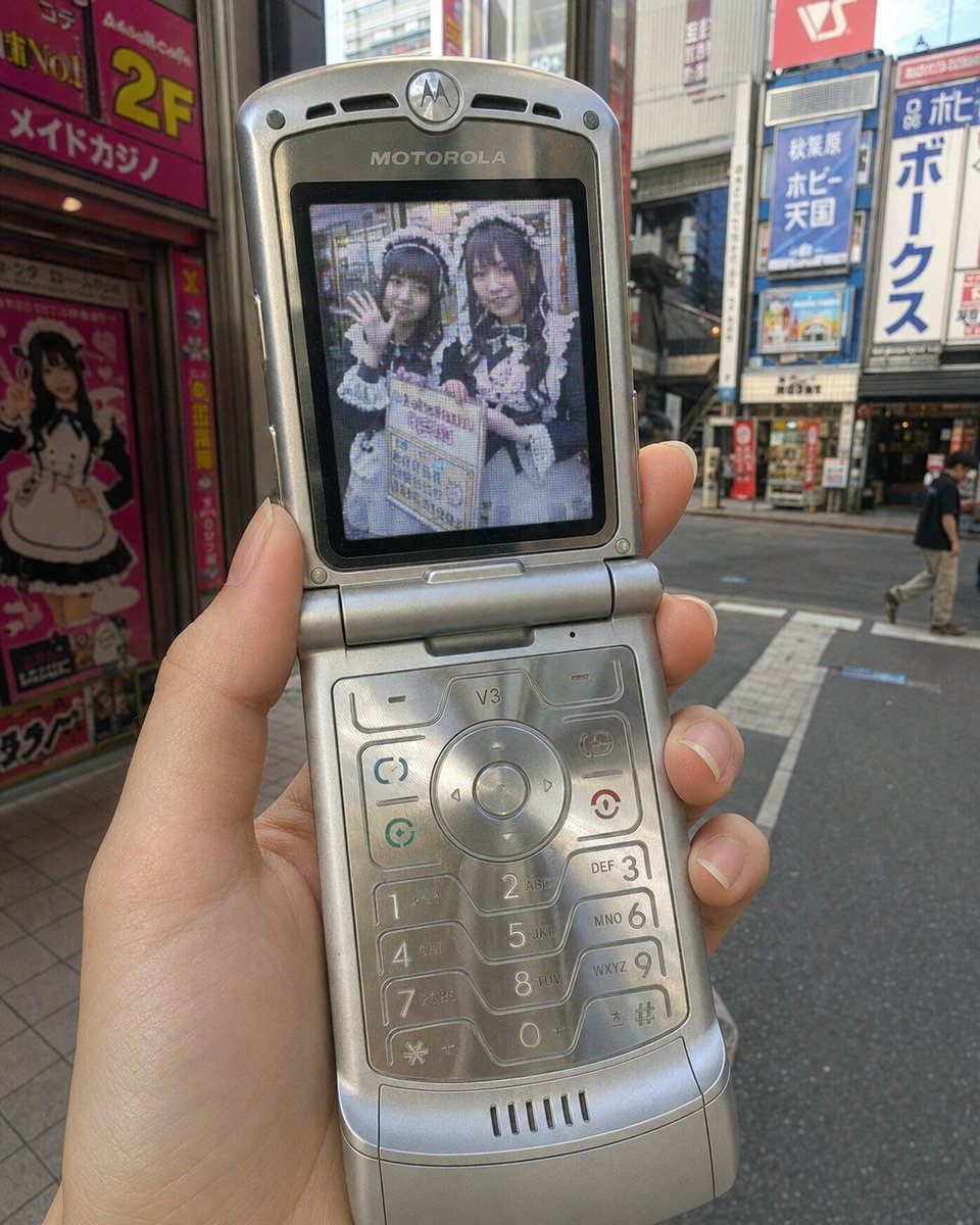 创建一张 4:5 竖版写实照片。 [SCREEN_SCENE] = 两位可爱的虚构二十出头的年轻女性，正在秋叶原的女仆咖啡厅担任街头推广员，穿着...