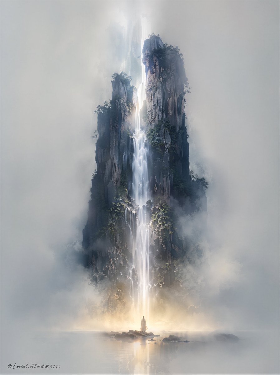 满幅拥挤的风景,纯水墨画风格,夸张的笔触质感,厚重的山体,奇幻城堡,混乱的飞溅,过度饱和的色彩,装饰性书法,排版,标志,杂乱的构图,卡通迷雾,低细节的地质