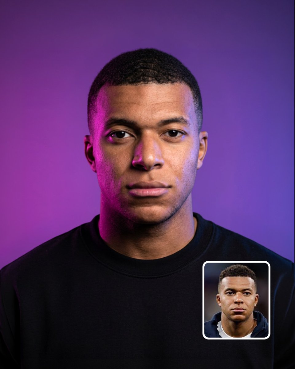 创建一张上传参考图中人物的超写实电影风霓虹工作室人像照。极高程度保持人物身份一致性，保留被摄对象完全一致的身份、面部结构、发型、发际线、眼睛、鼻子、嘴唇、下颌线、皮肤纹理、面部毛发、耳朵以及所...