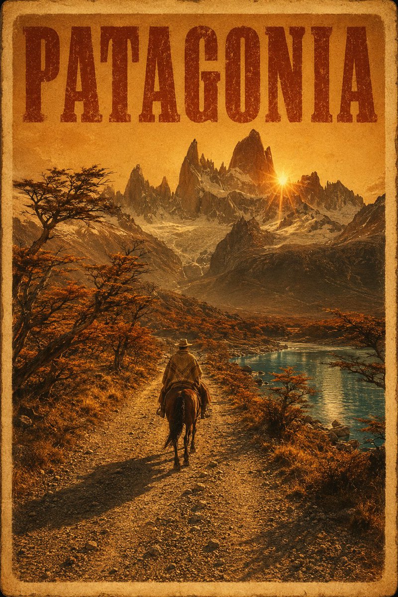 巴塔哥尼亚，就像一部史诗电影的海报 群山、冰川与南方的风。没有哪个制片厂有那样的阵容。 你想把哪个地方拍成这种风格？ gpt image 2。 提示词 👇 { "id": 3, "name":...