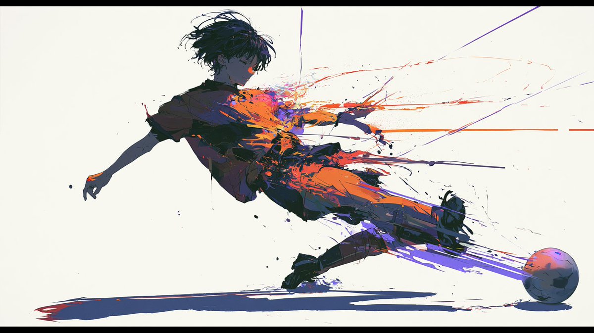 足球运动员，鲜艳的色彩 --no text --ar 16:9 --sref 74117661 --profile ycjrvus --stylize 1000 --preview Seedr...