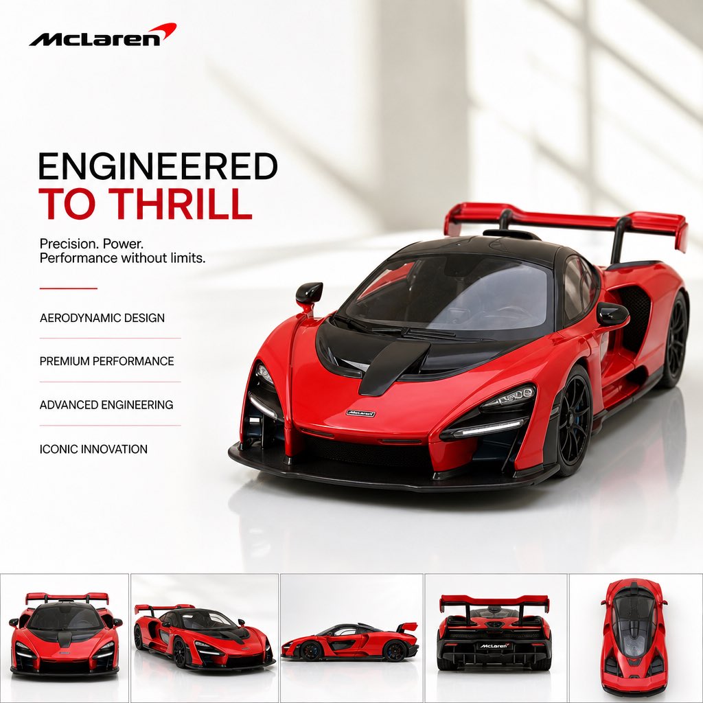 UNIVERSAL FMCG PRODUCT HERO AD MASTER (McLearn sports red car latest MODEL)PROMPT™ V2.0 ROLE 充当世...