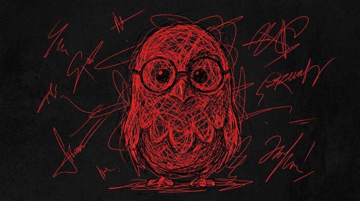 一张纯粹涂鸦艺术风格的画作，画在 [BLACK] 垃圾摇滚纹理质感的纸上。在画面中央，一团密集、混乱、由狂乱线条纠缠而成的粗略轮廓构成了 [THE ATTACHED IMAGE]。主体完全中空...