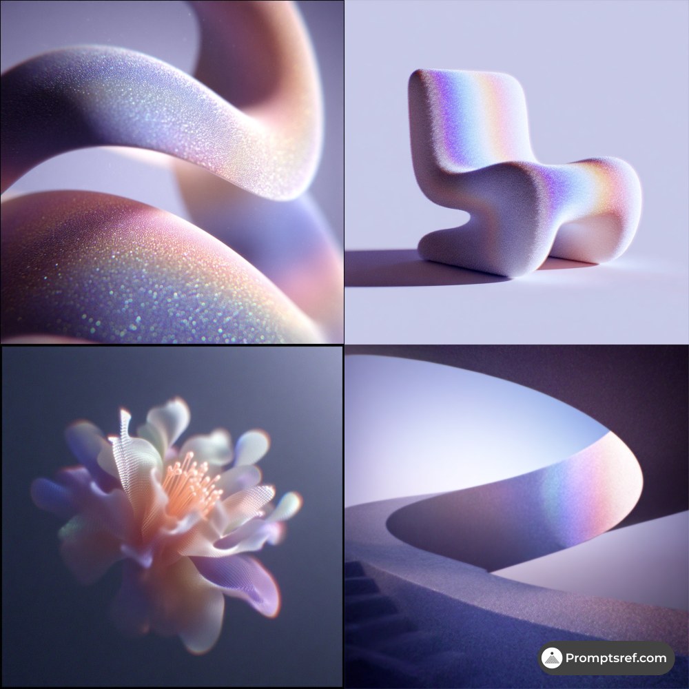 这个 SREF 让 3D 感觉不像“CG”，更像一个你可以触碰的梦。 每日分享 · 试试你的提示词 --sref 6139537108 --v 7 --sv6 风格：梦幻全息颗粒感 3D 想象...