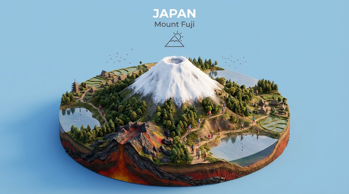构建一座等距微缩 3D 立体模型，展示来自 [COUNTRY NAME/PLANET] 的自然奇观 [NATURAL WONDER]。 以 40-45 度的俯视角度进行取景。使用 PBR 风格...
