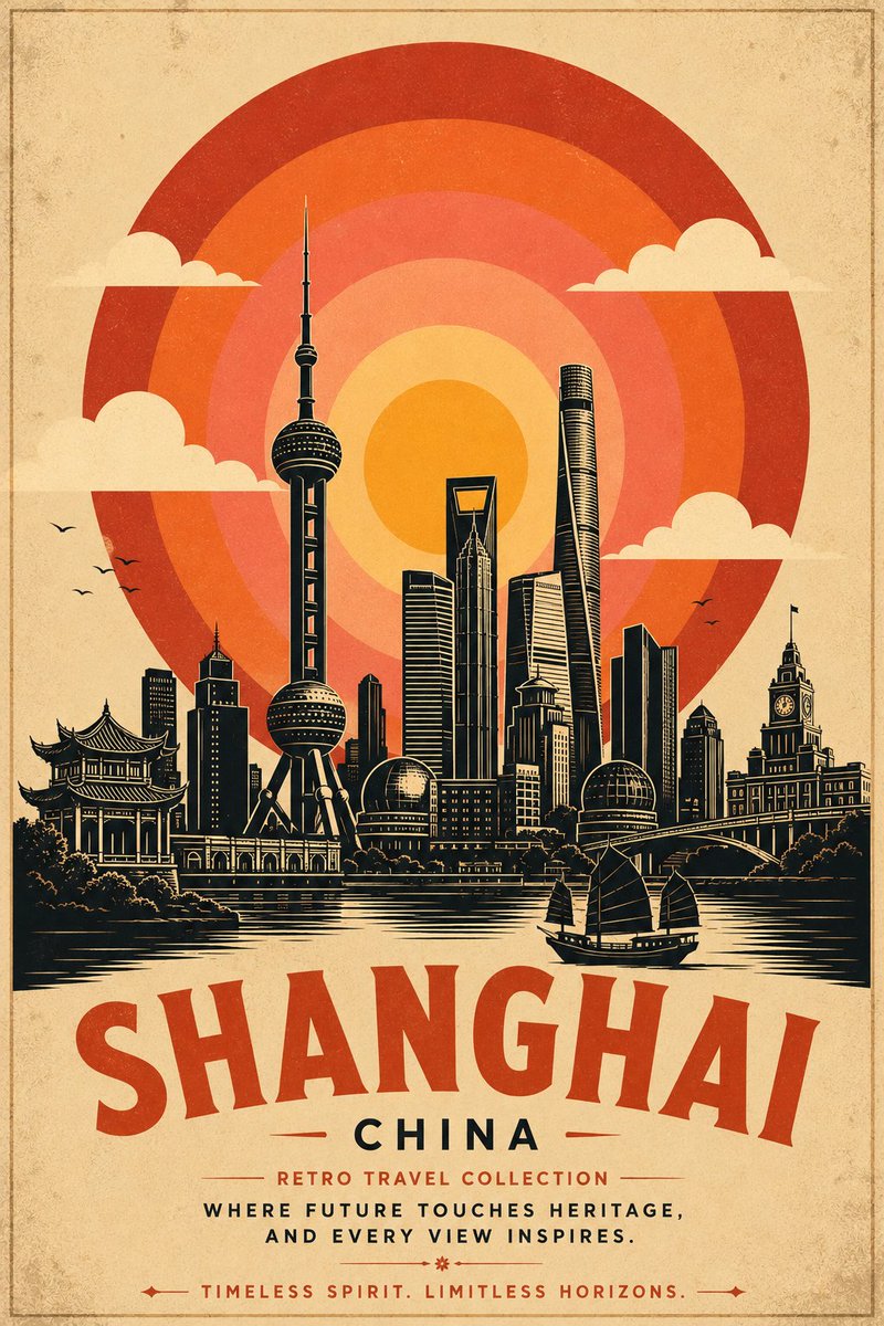 为 [DESTINATION]（目的地）制作一张高端复古旅行海报，采用永恒的中世纪现代图形设计风格。 设计一个简洁、极简的矢量插画，使用大胆的几何形状、清晰的边缘和平面色彩。以简化的黑色剪影形...
