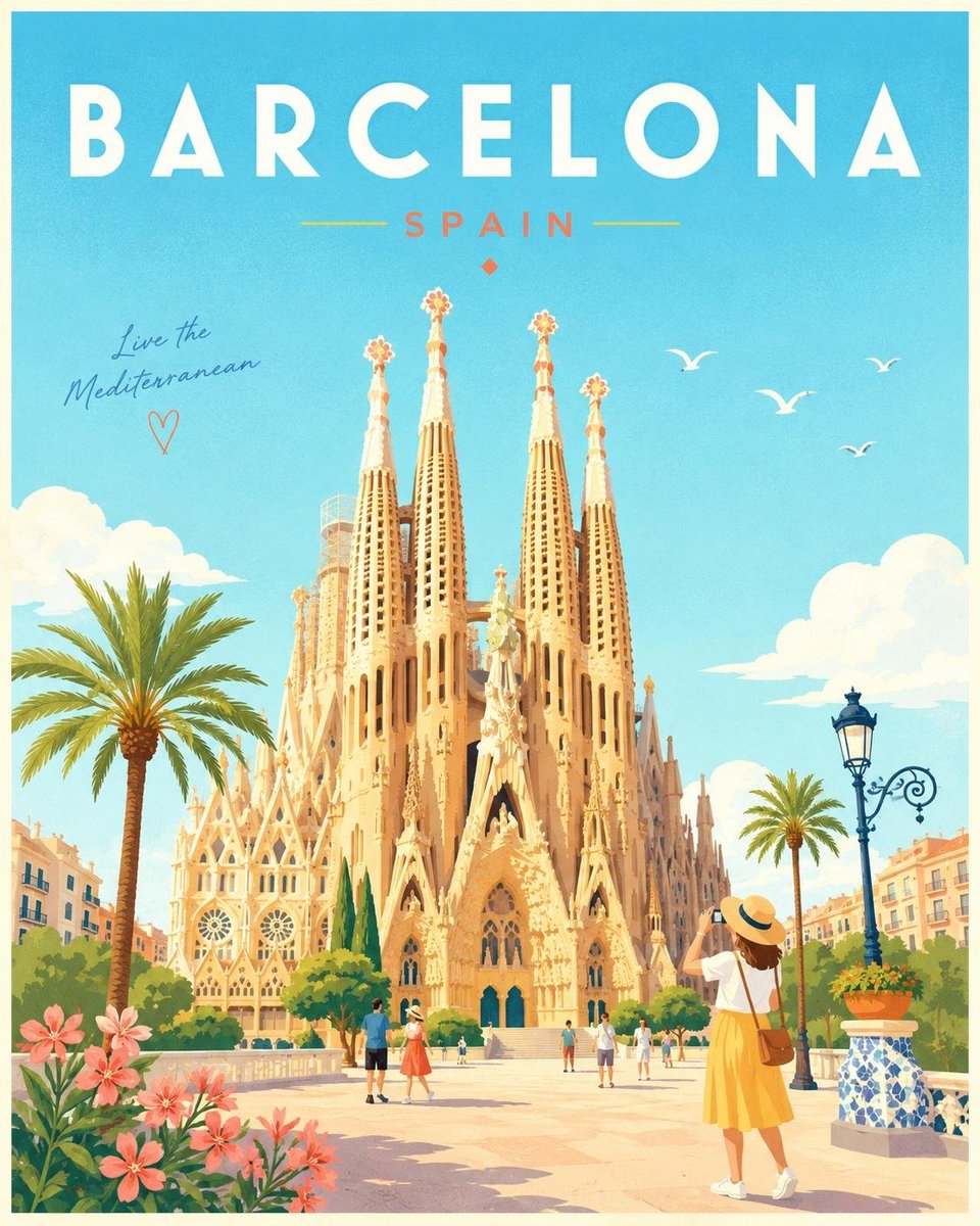 GPT image 2 提示词 👇 创作一幅极简、明快的旅行海报插画，主题城市为 [CITY_NAME]。 突出最具代表性的地标、街道、水滨、广场、桥梁、咖啡馆、市场、老城景观、海岸风光或文化...