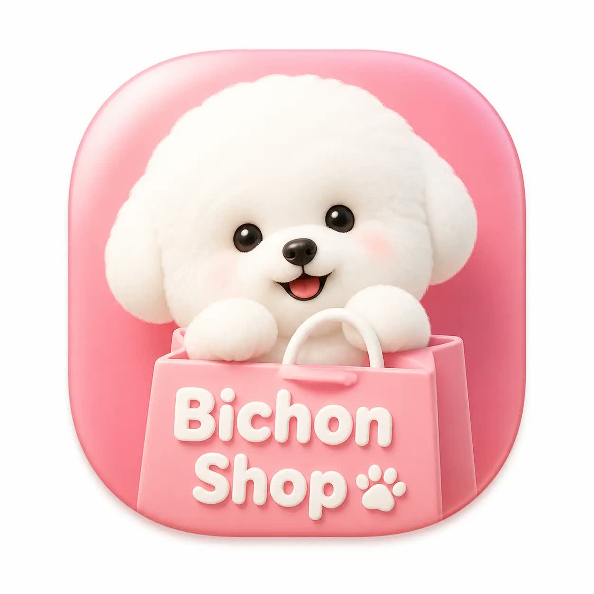 https://t.co/BrfzTFkfQe “Bichon Shop”的 macOS 应用图标。一个带有平滑连续圆角的圆角矩形（squircle）图标，居中放置在带有内边距的白色画布上，约...