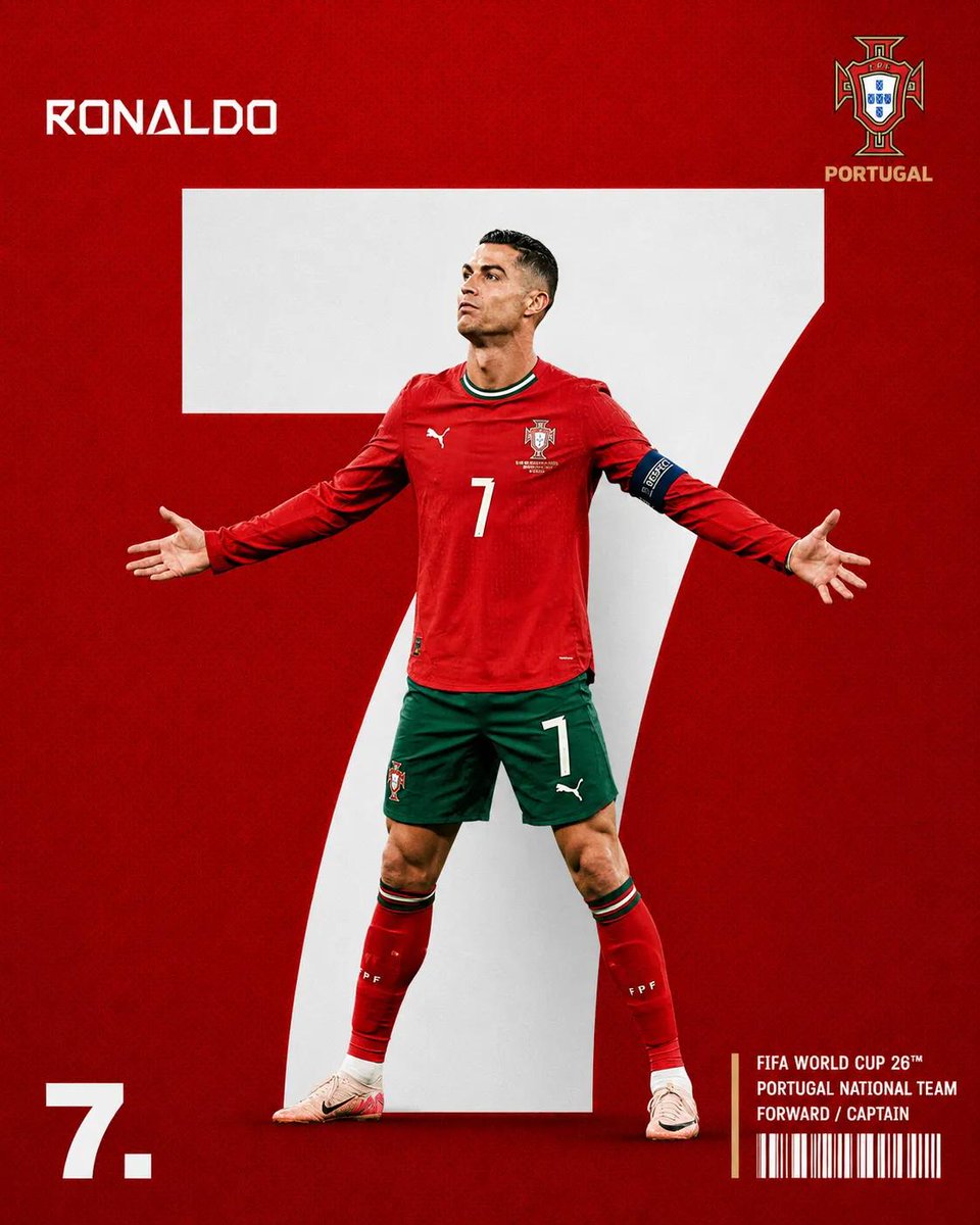 创作一张高级感 FIFA 世界杯球员海报，采用大胆极简的运动编辑美学。 主体： 一名全身职业足球运动员自信地站立在画面中央，双臂完全展开，微微仰头，表情坚定。球员身穿国家队官方球衣、球裤、球袜...