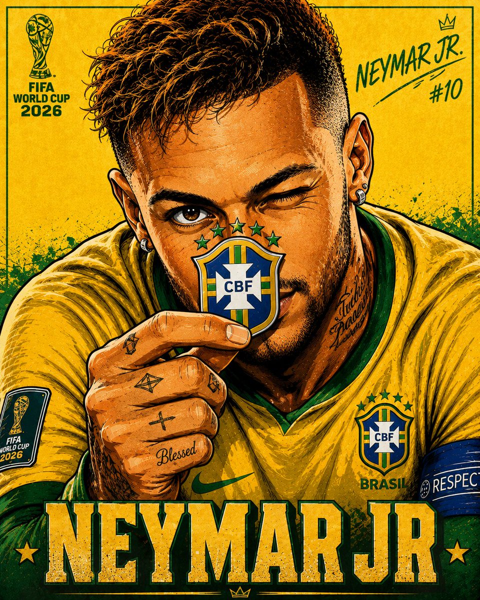 超精细 FIFA 2026 世界杯 波普艺术动漫插画，主体为 [SUBJECT]，特写肖像，身体前倾，左眼眨眼，右眼直视观众，左手拿着一枚微型 [COUNTRY LOGO / EMBLEM]...
